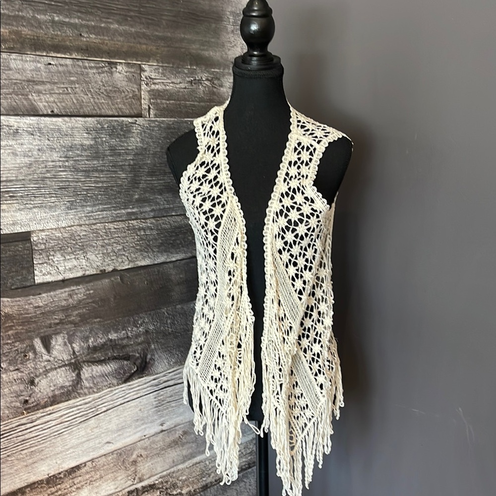 Elegant Cream Crochet Vest